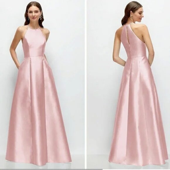 ALFRED SUNG Dresses & Skirts - Alfred Sung Ballet Pink A-Line Satin A-Line Gown Dress D874